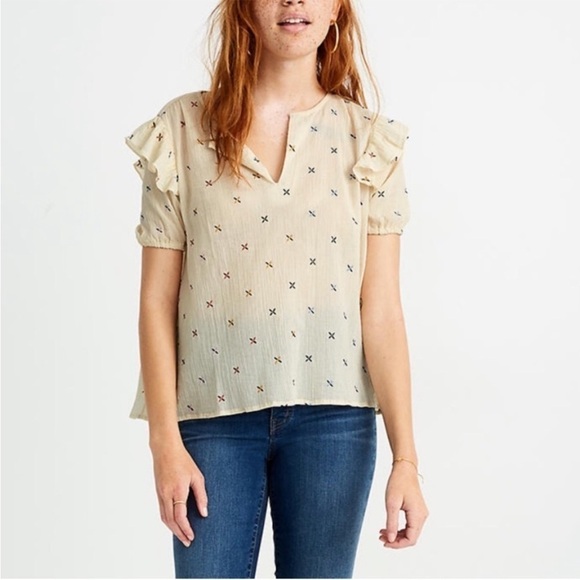 Madewell Gazebo Embroidered Semi Sheer Top | Size M - Picture 7 of 7